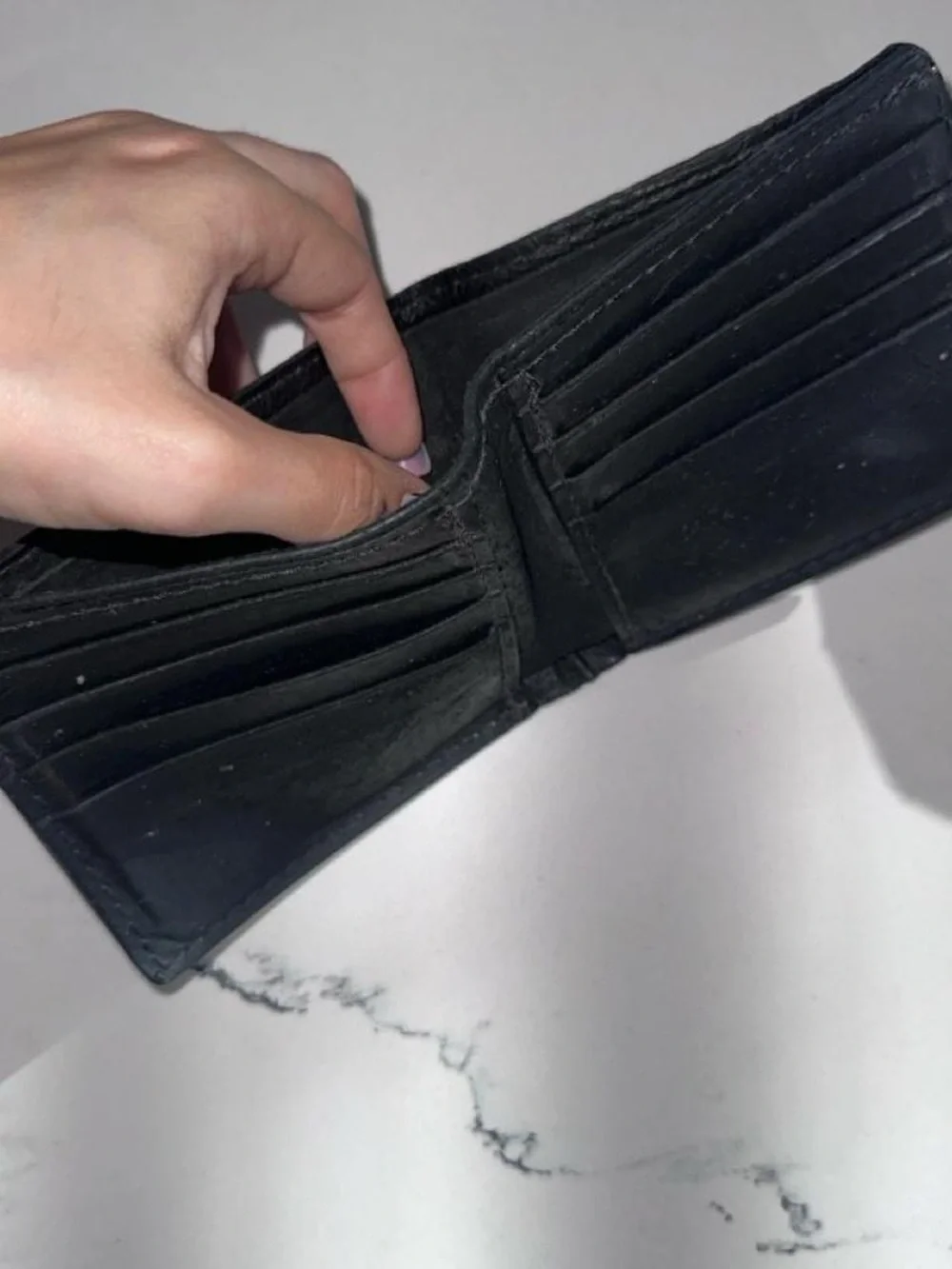 Genuine Shark Skin Black Bifold Wallet